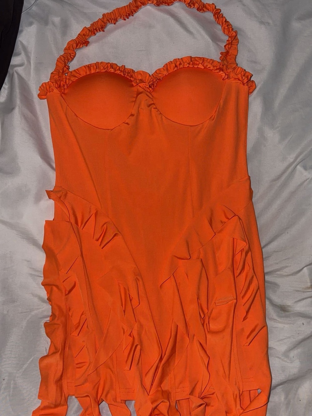 Orange Ruffle-Trim Sundress Party cocktail dress